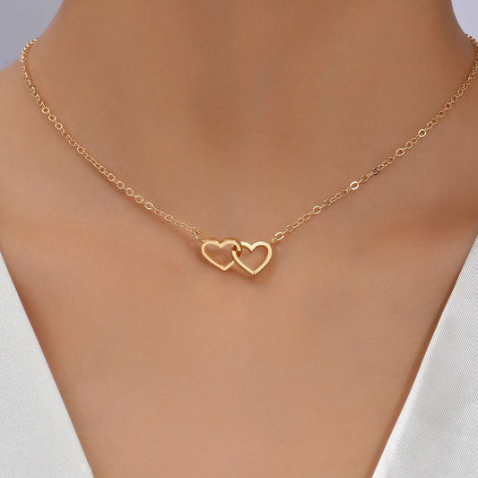 Double Heart Charm Necklace